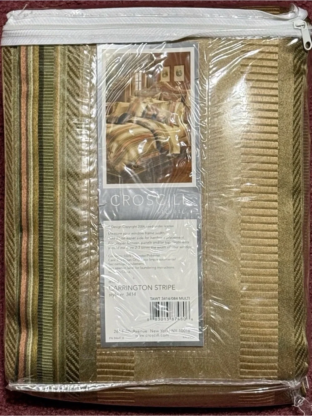 Croscill Carrington Stripe 2 Curtain Panels 82x84 NEW Pole Top Metalic Drapery